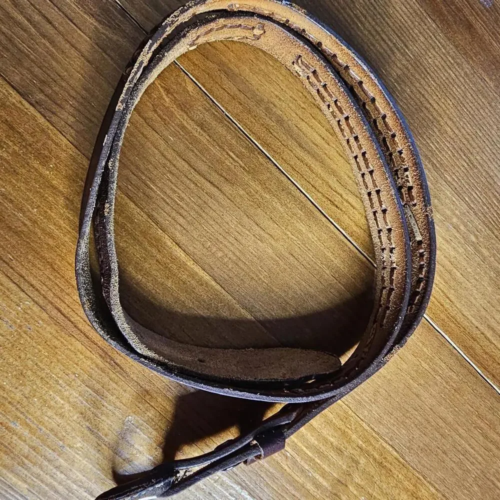 Brown Leather Belt with Round Buckle